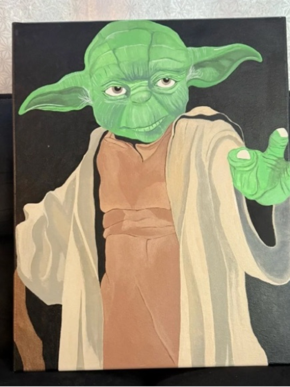 Canvas Art Yoda Star Wars New Acrylic Paint 20x16 in